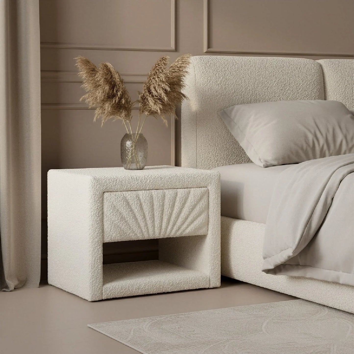 Luxury Modern Barris 1-Drawer Nightstand European Style for Villa