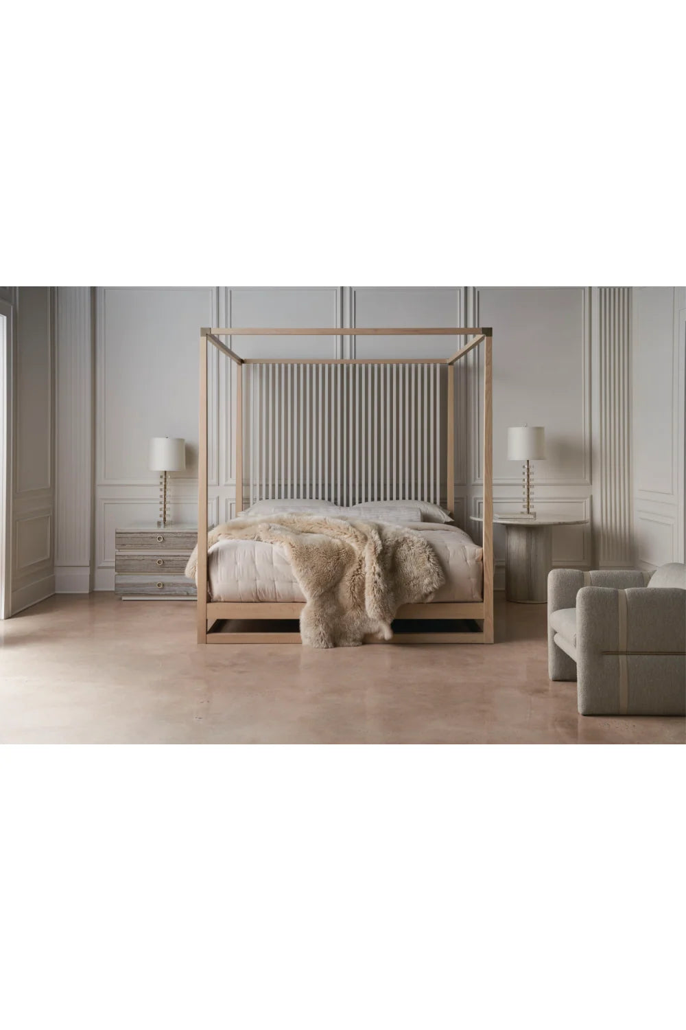 Luxury Modern Bedrock Gray Sandstone Nightstand European Style for Villa