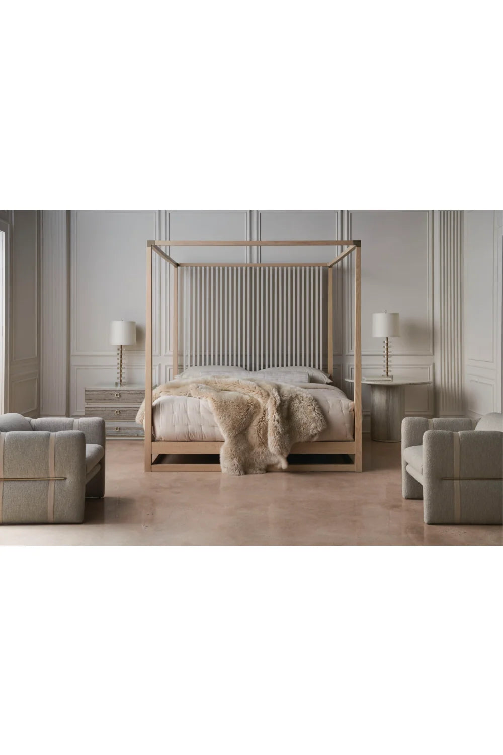 Luxury Modern Bedrock Gray Sandstone Nightstand European Style for Villa