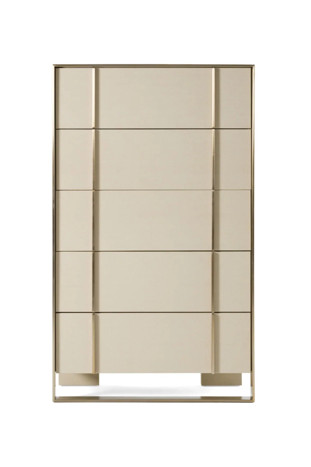 Luxury Modern Beige Shagreen 5-Drawer Chest European Style for Villa