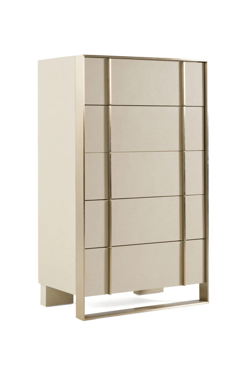 Luxury Modern Beige Shagreen 5-Drawer Chest European Style for Villa