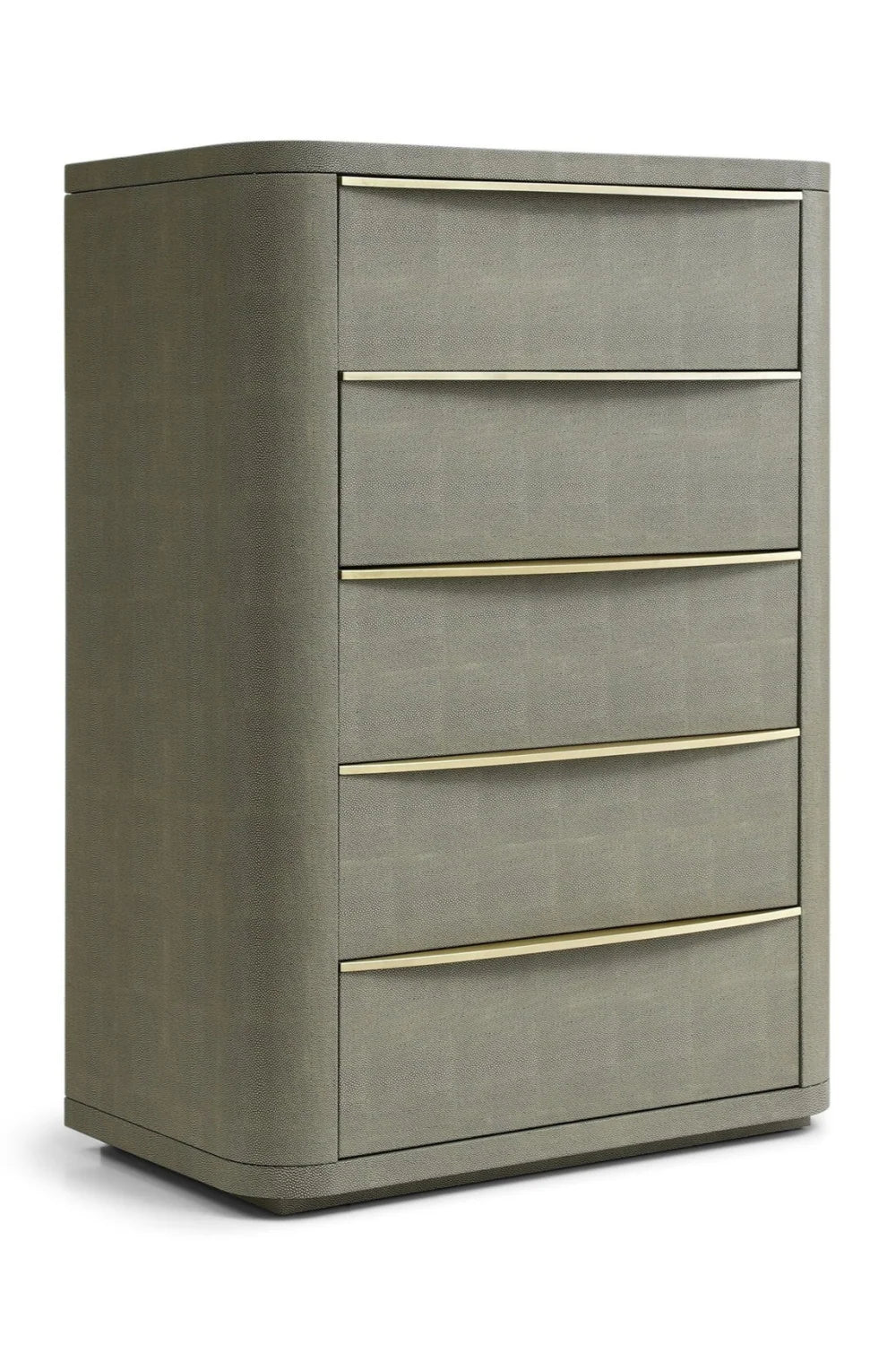Luxury Modern Beige Shagreen 5-Drawer Chest European Style for Villa
