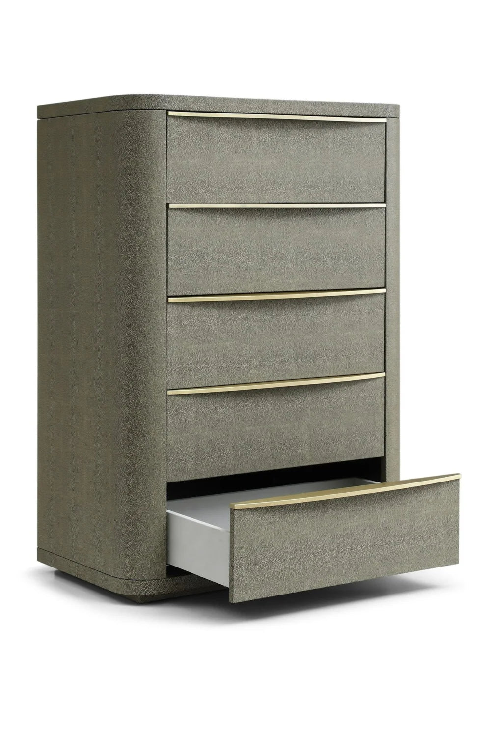Luxury Modern Beige Shagreen 5-Drawer Chest European Style for Villa
