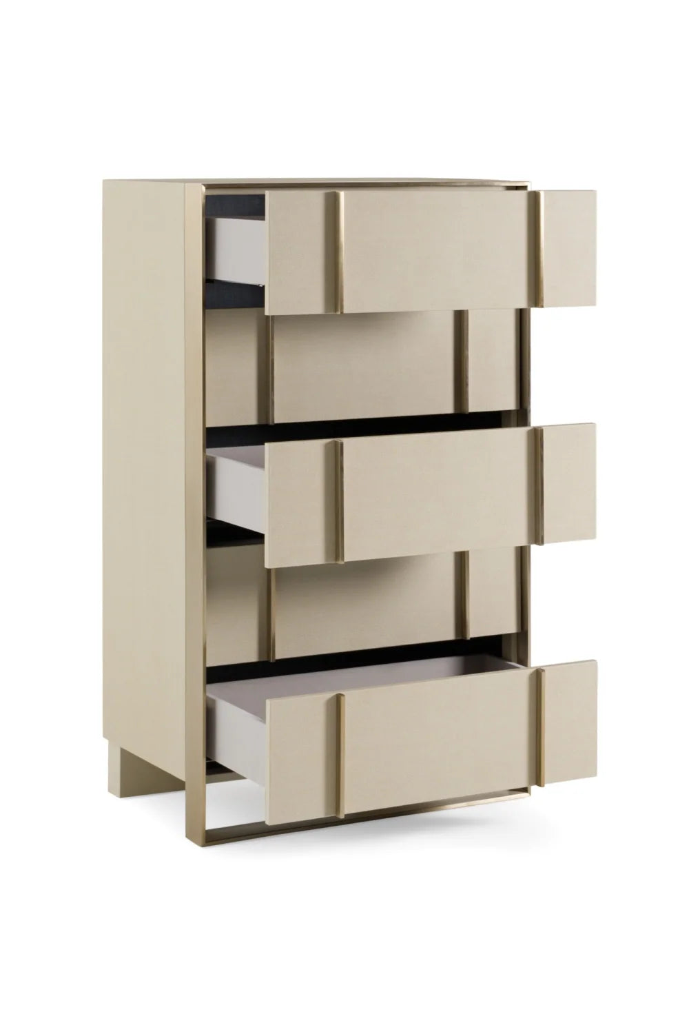 Luxury Modern Beige Shagreen 5-Drawer Chest European Style for Villa