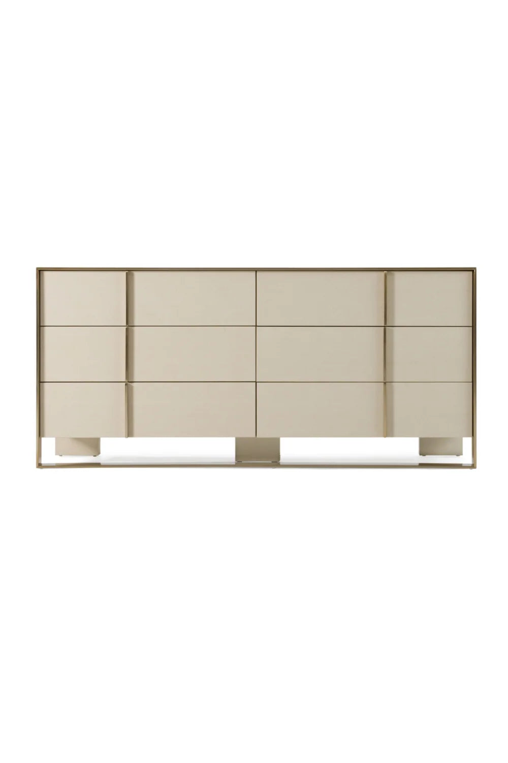 Luxury Modern Beige Shagreen 6-Drawer Dresser European Style for Villa