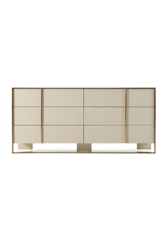 Luxury Modern Beige Shagreen 6-Drawer Dresser European Style for Villa