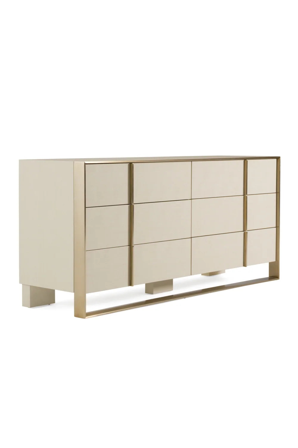Luxury Modern Beige Shagreen 6-Drawer Dresser European Style for Villa