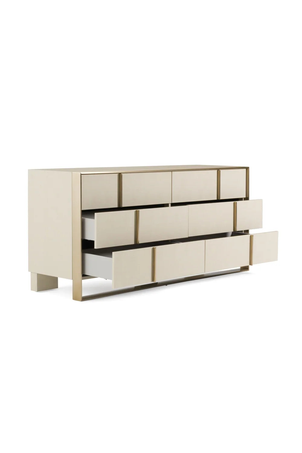 Luxury Modern Beige Shagreen 6-Drawer Dresser European Style for Villa