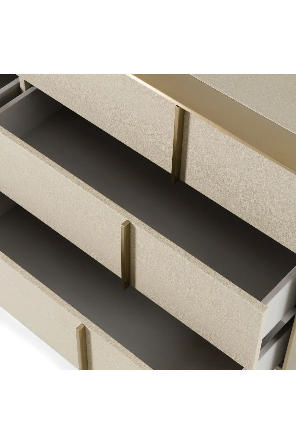 Luxury Modern Beige Shagreen 6-Drawer Dresser European Style for Villa