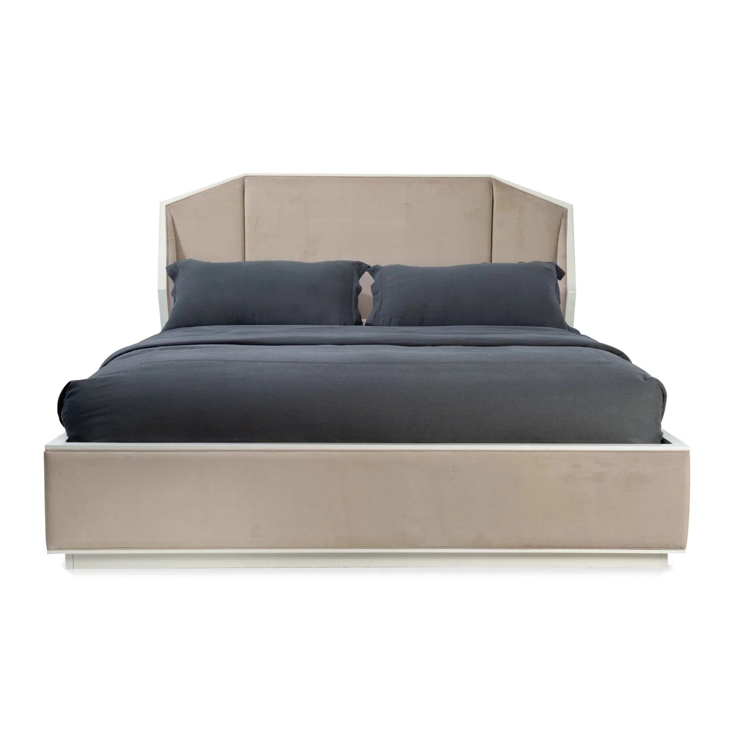 Luxury Modern Beige Upholstered Bed European Style for Villa