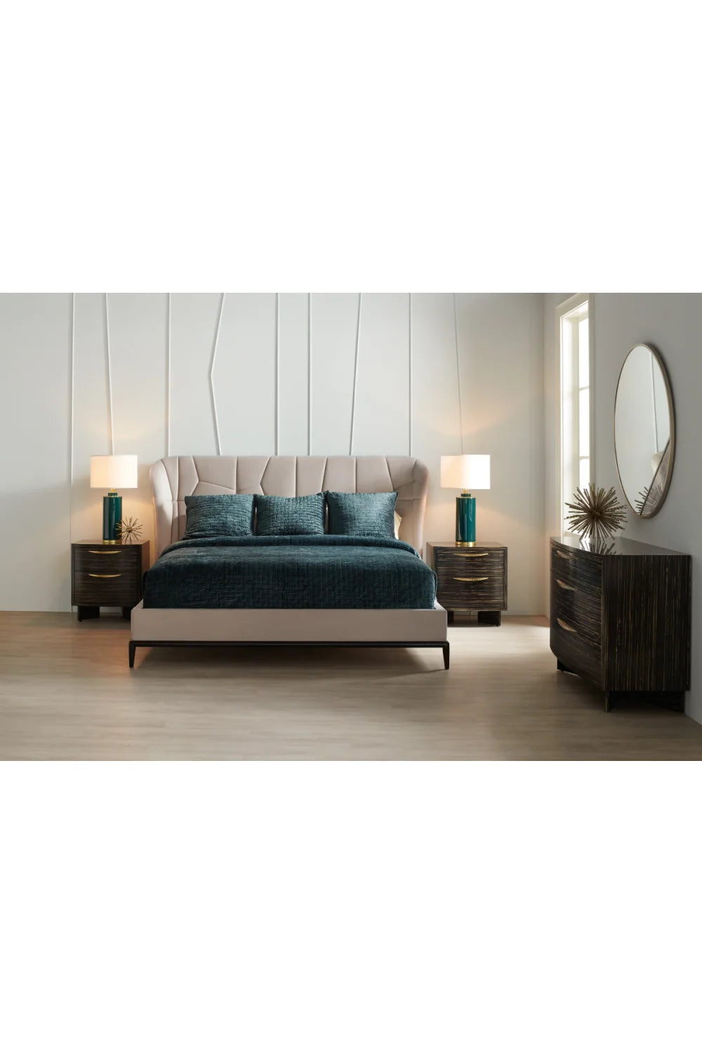 Luxury Modern Beige Upholstered Bed European Style for Villa