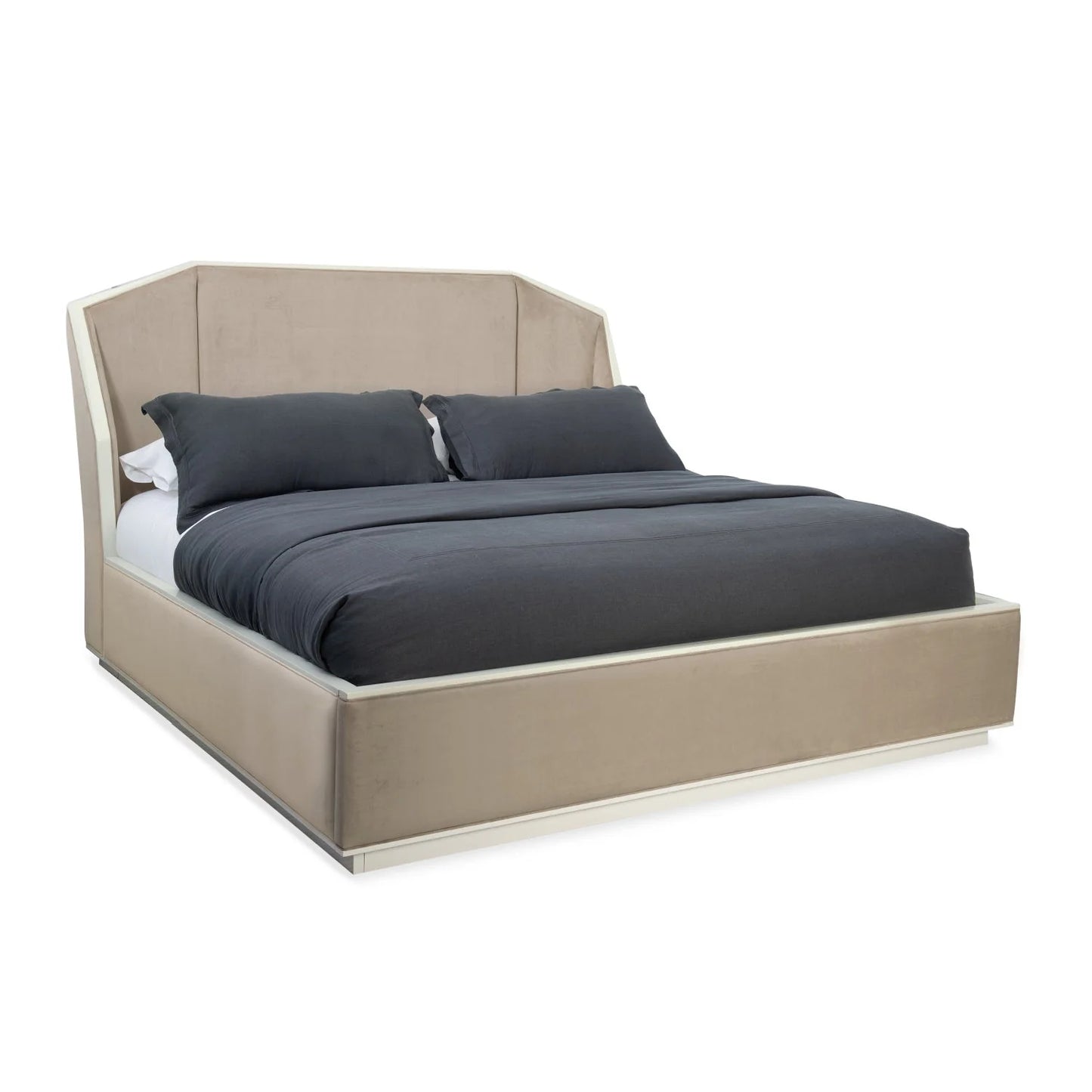 Luxury Modern Beige Upholstered Bed European Style for Villa