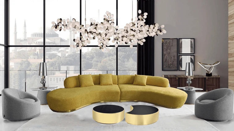 Luxury Modern Bexley Semi Round Sofa European Style for Villa