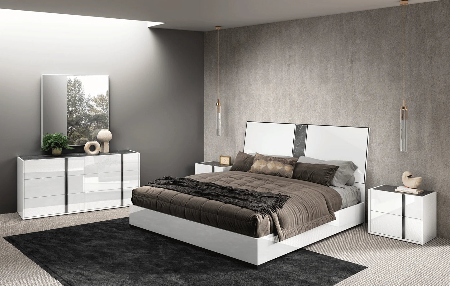 Luxury Modern Bianca Bedroom Set European Style for Villa