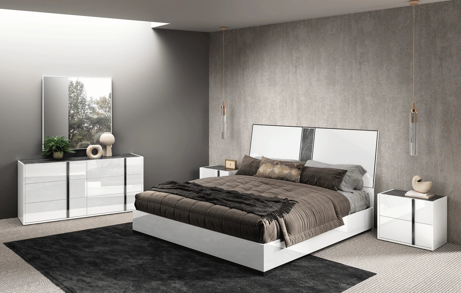 Luxury Modern Bianca Bedroom Set European Style for Villa