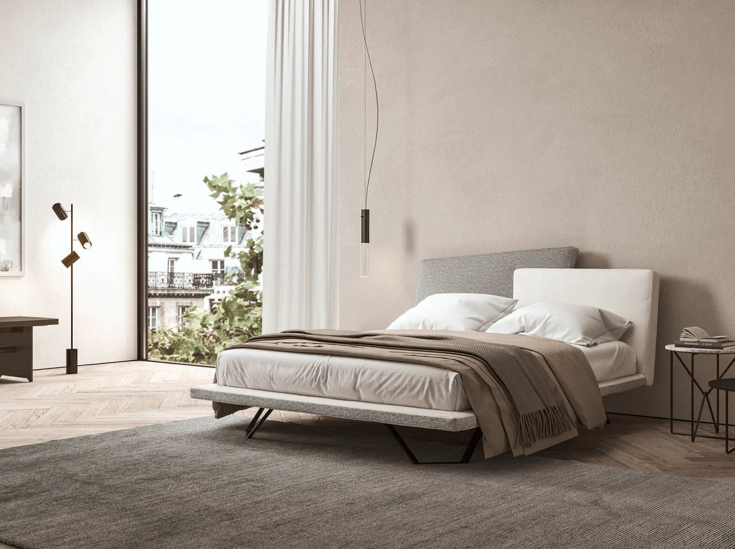 Luxury Modern Bicolore King Bed European Style for Villa