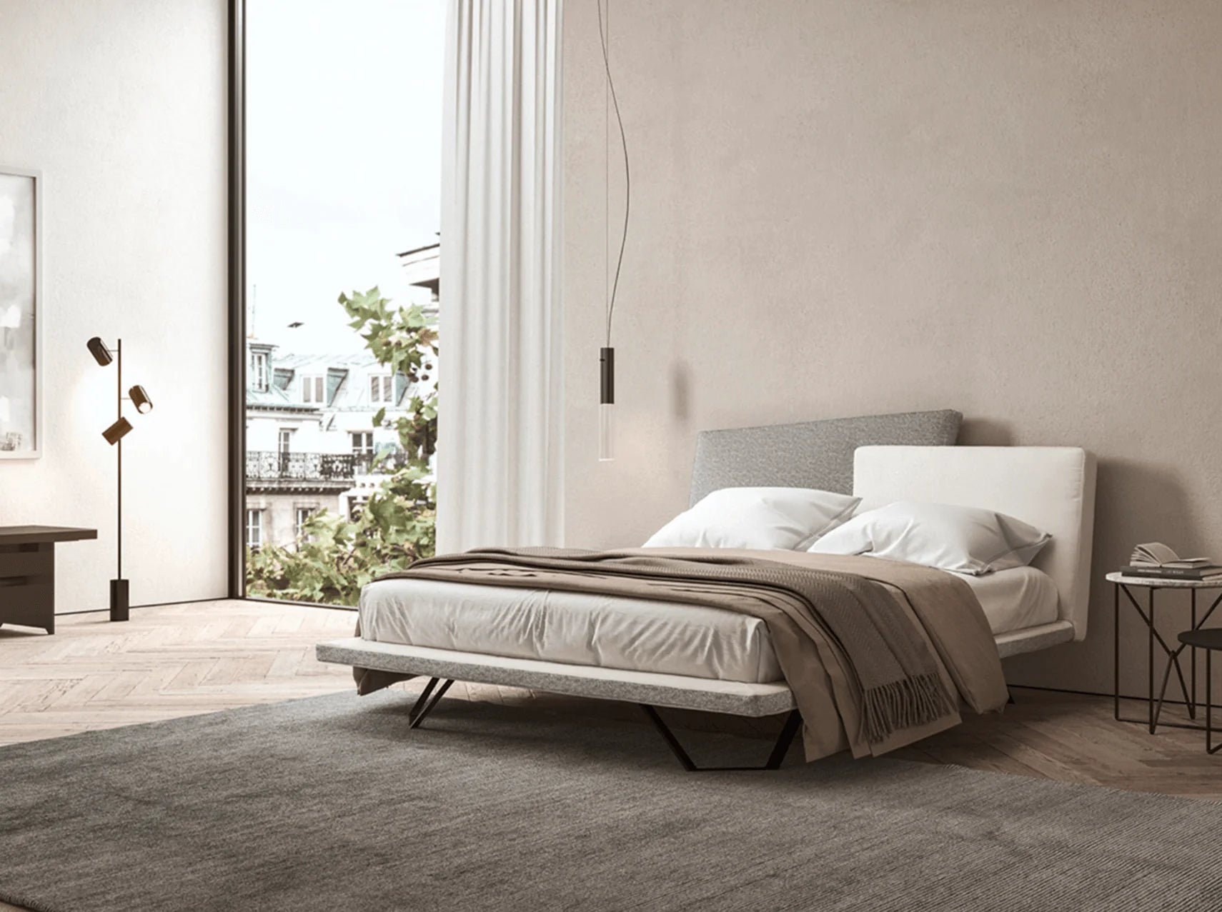 Luxury Modern Bicolore King Bed European Style for Villa