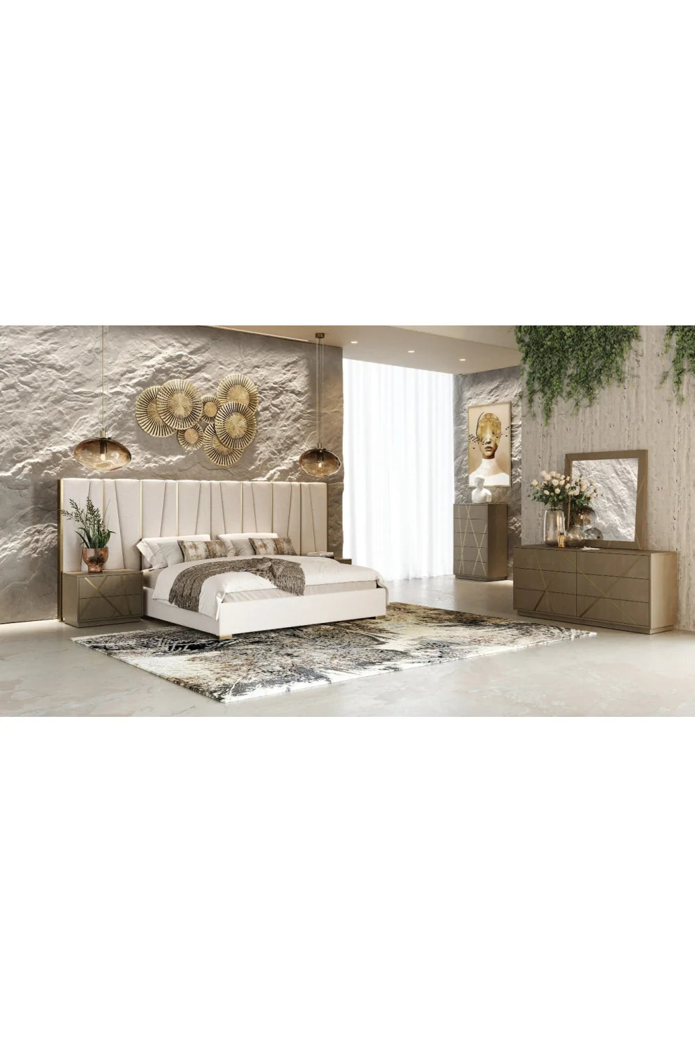 Luxury Modern Birch Veneer 5-Drawer Chest European Style for Villa