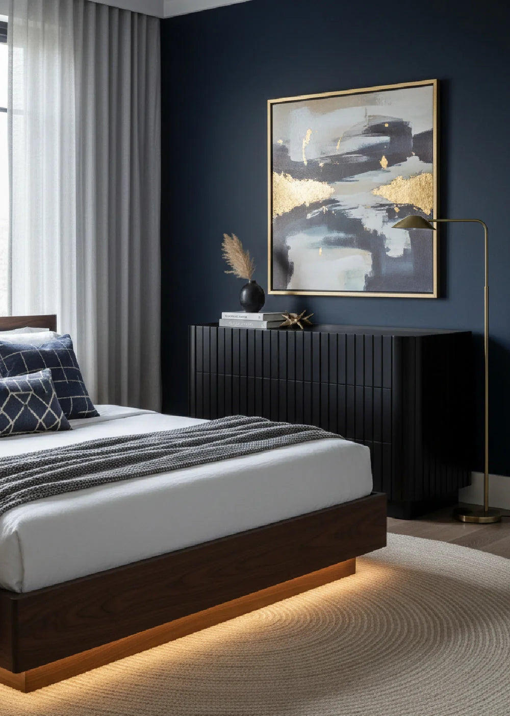 Luxury Modern Black Acacia 6-Drawer Dresser European Style for Villa
