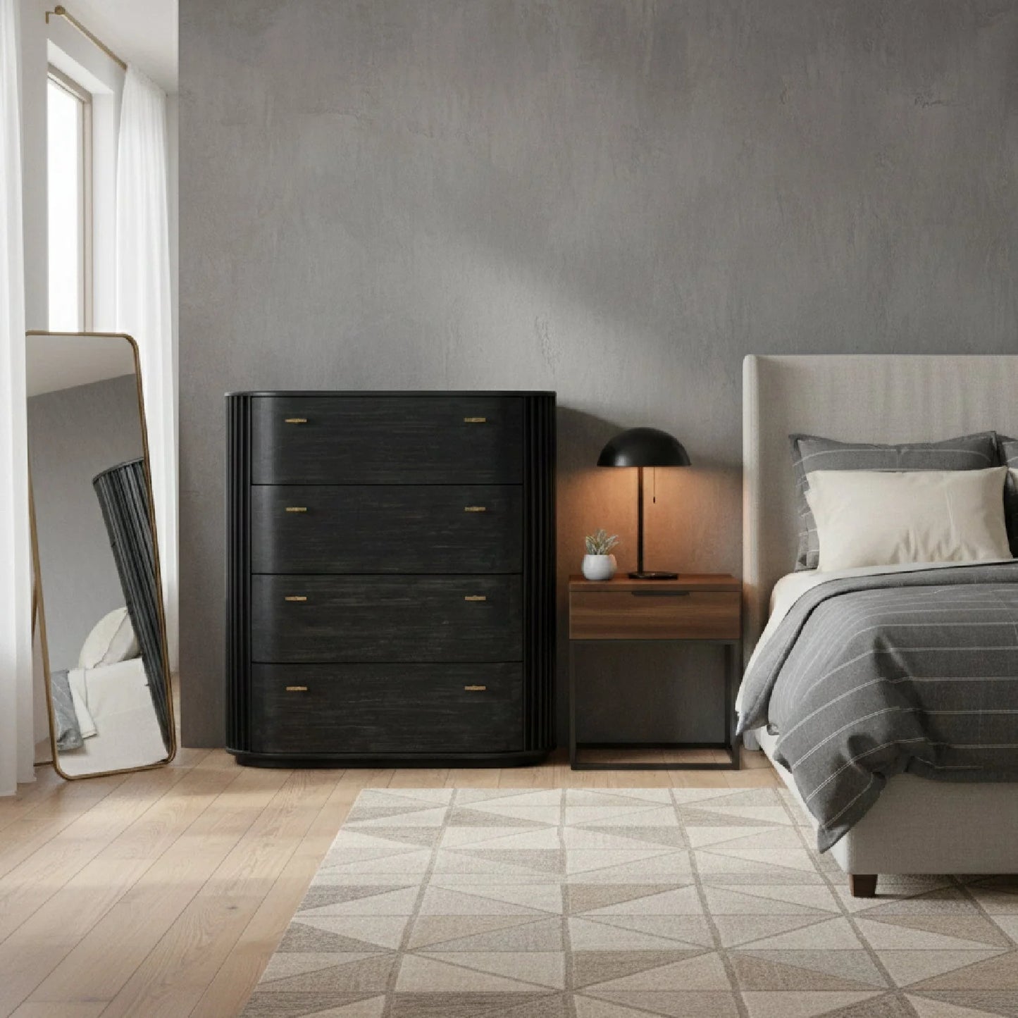 Luxury Modern Black Acacia Chest European Style for Villa