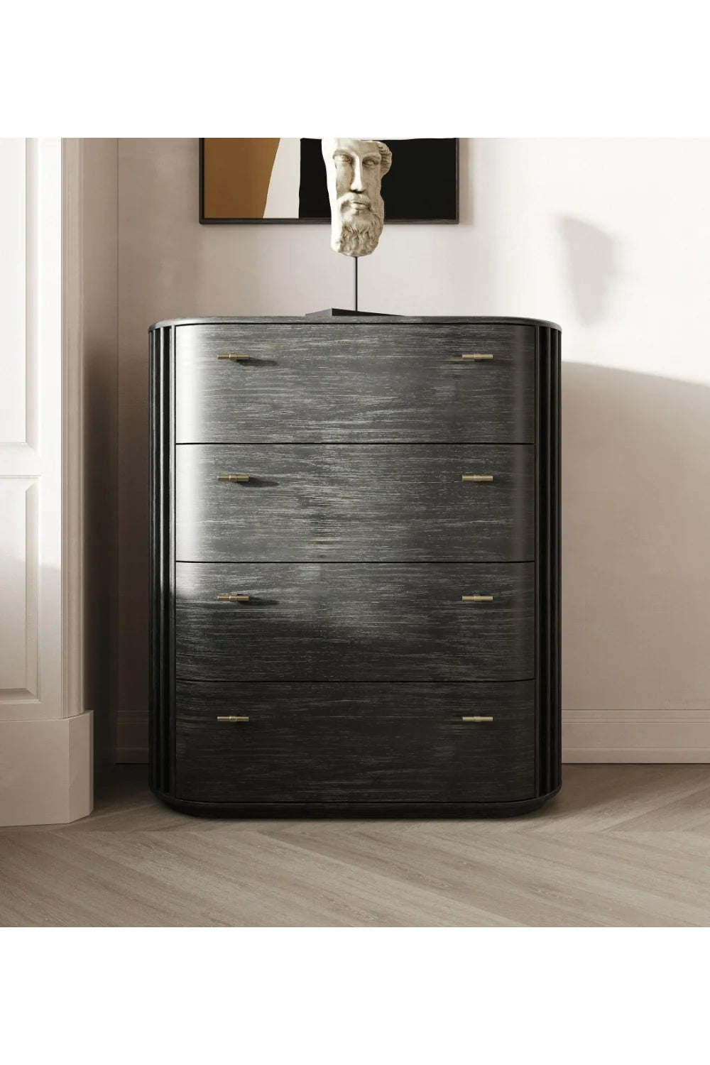 Luxury Modern Black Acacia Chest European Style for Villa