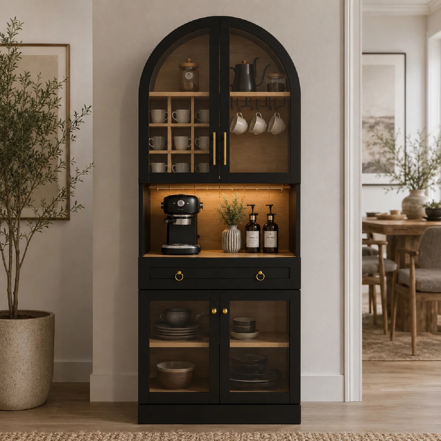 Luxury Modern Black Bar Cabinet European Style for Villa