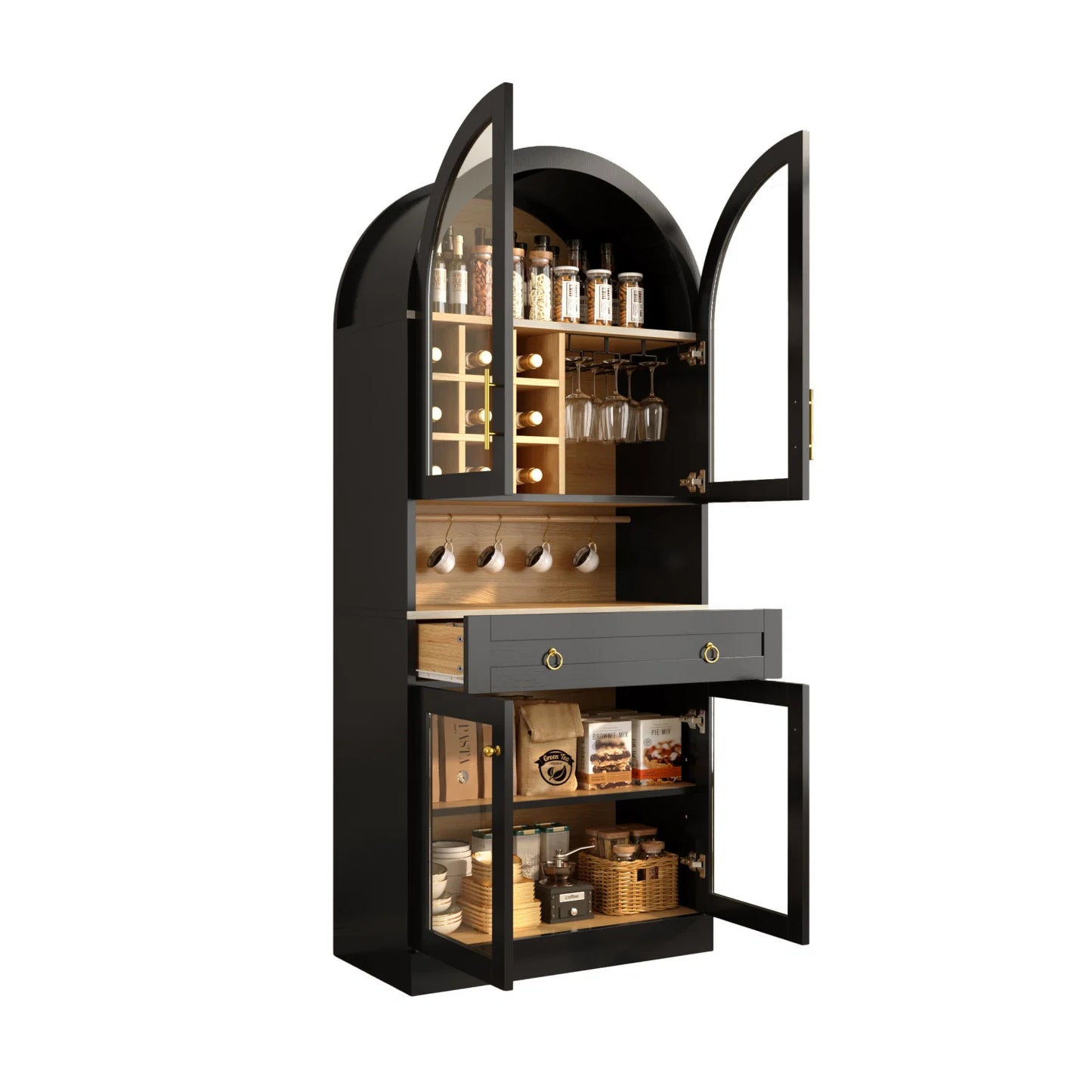 Luxury Modern Black Bar Cabinet European Style for Villa