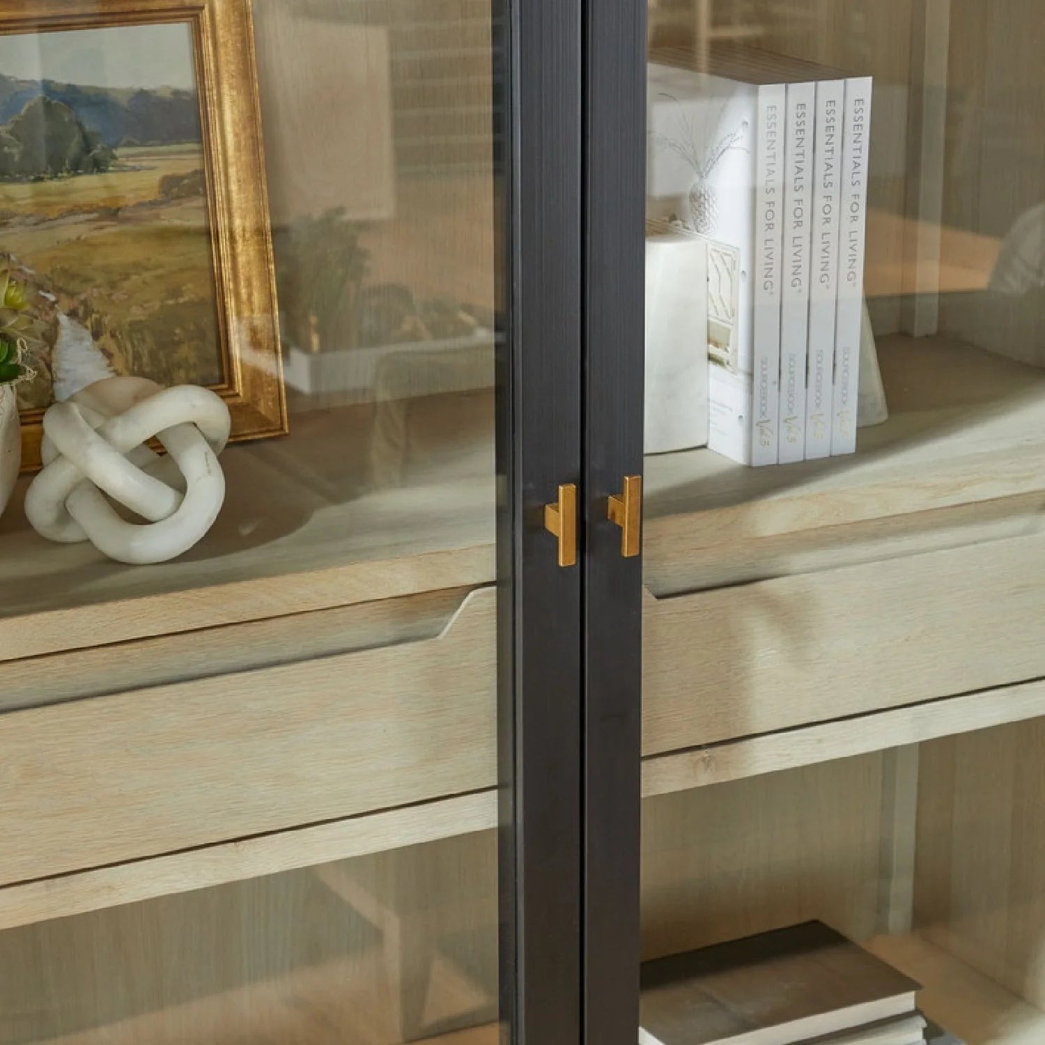Luxury Modern Black Birch Display Cabinet European Style for Villa