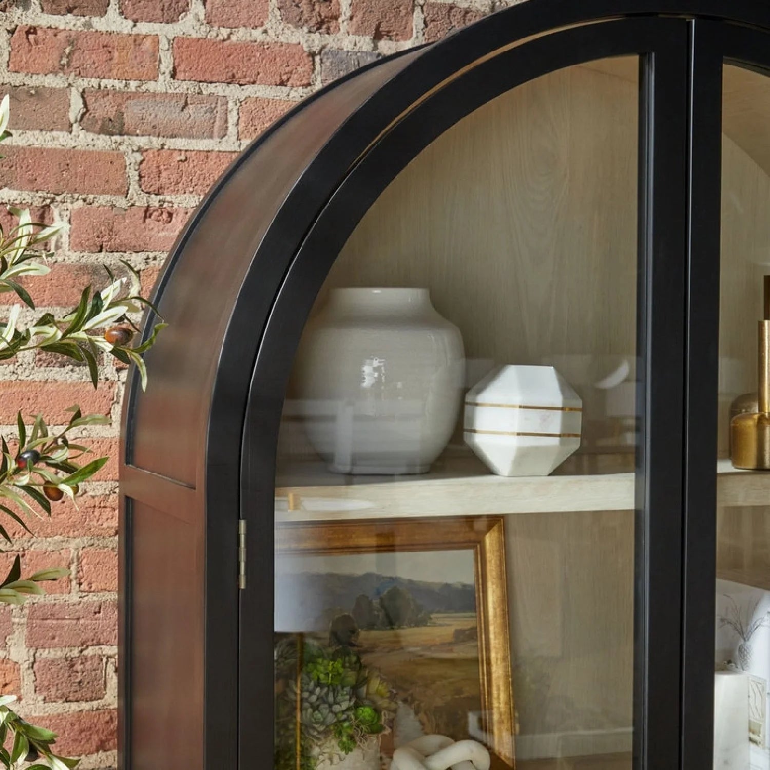Luxury Modern Black Birch Display Cabinet European Style for Villa