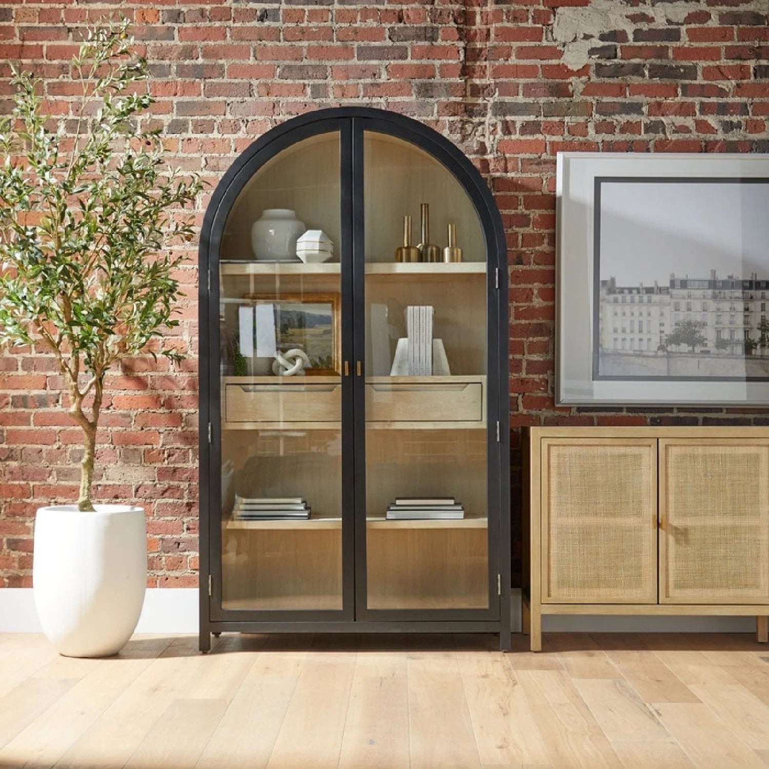 Luxury Modern Black Birch Display Cabinet European Style for Villa