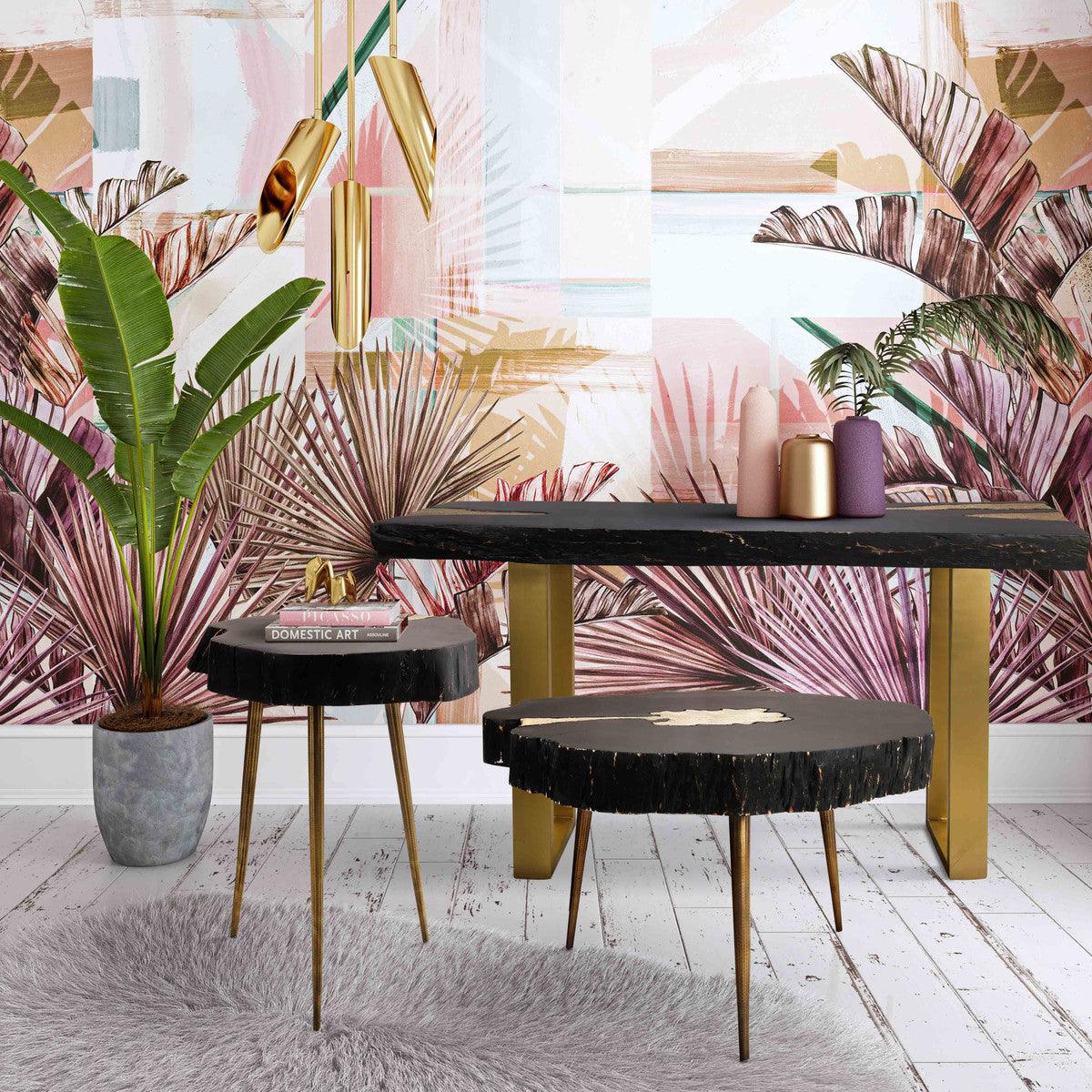 Luxury Modern Black Brass Coffee Table European Style for Villa