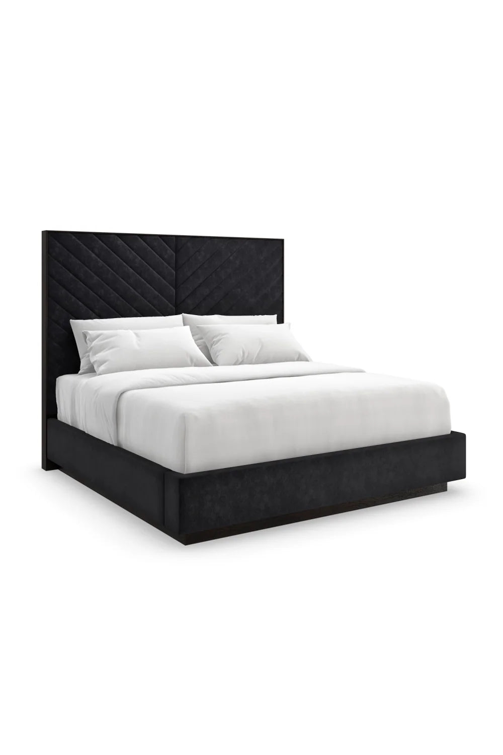 Luxury Modern Black Channel Tufted Bed European Style for Villa