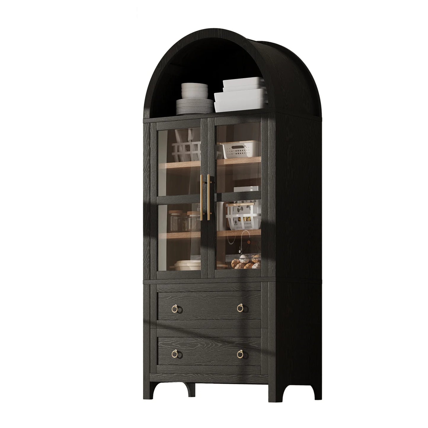 Luxury Modern Black Glass Cabinet European Style for Villa