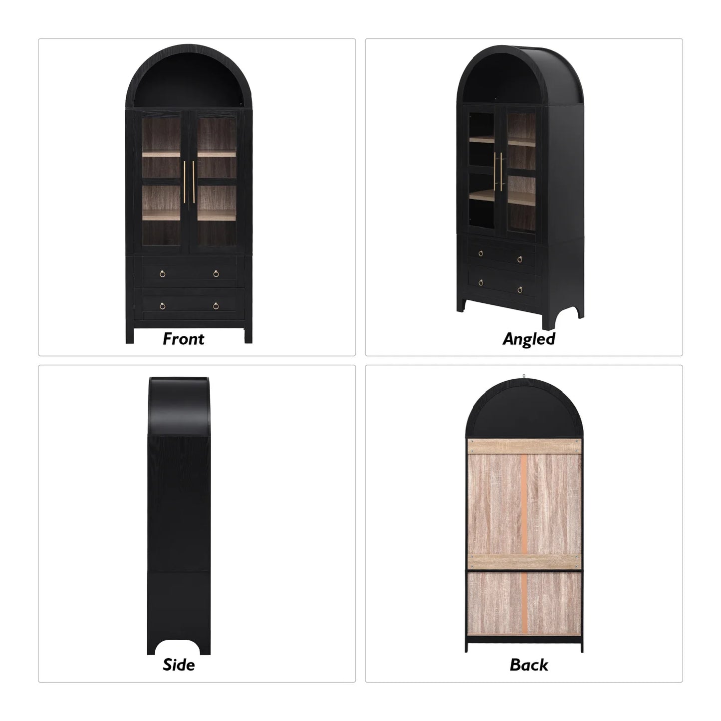 Luxury Modern Black Glass Cabinet European Style for Villa