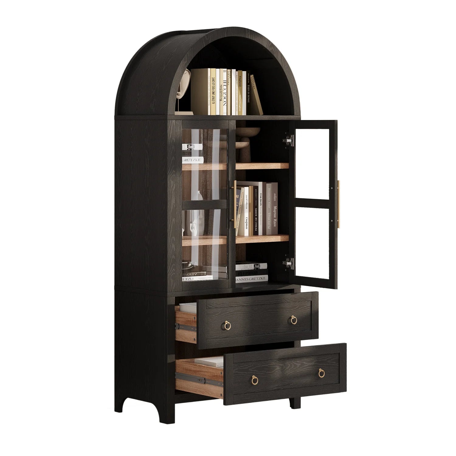 Luxury Modern Black Glass Cabinet European Style for Villa