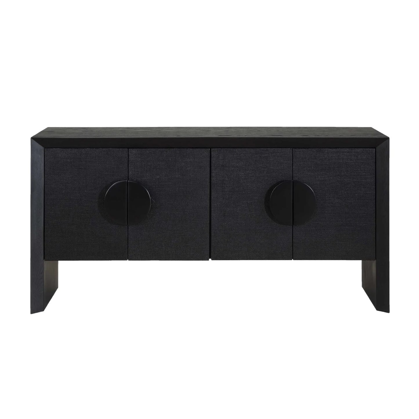 Luxury Modern Black Grasscloth 4-Door Cabinet European Style for Villa