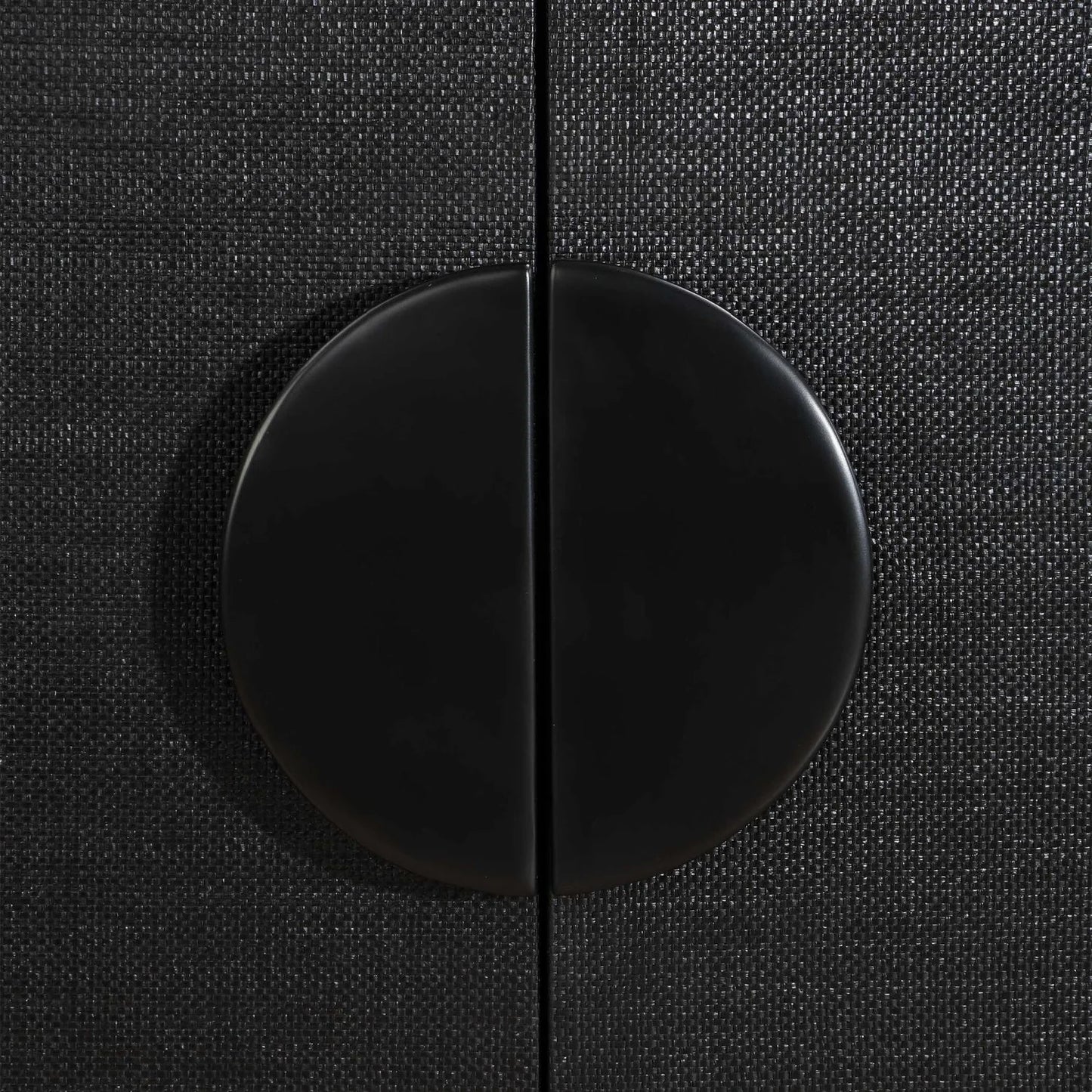 Luxury Modern Black Grasscloth 4-Door Cabinet European Style for Villa