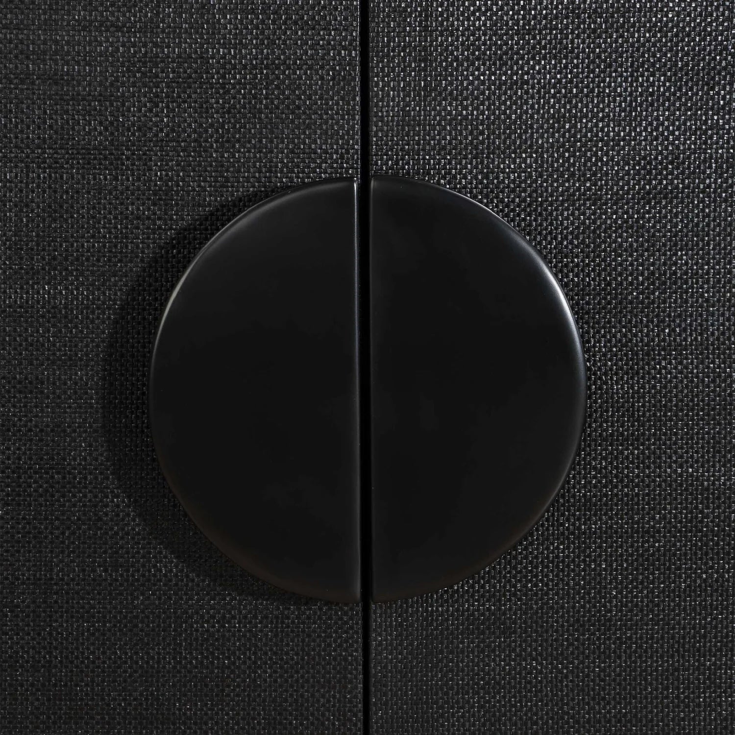 Luxury Modern Black Grasscloth 4-Door Cabinet European Style for Villa