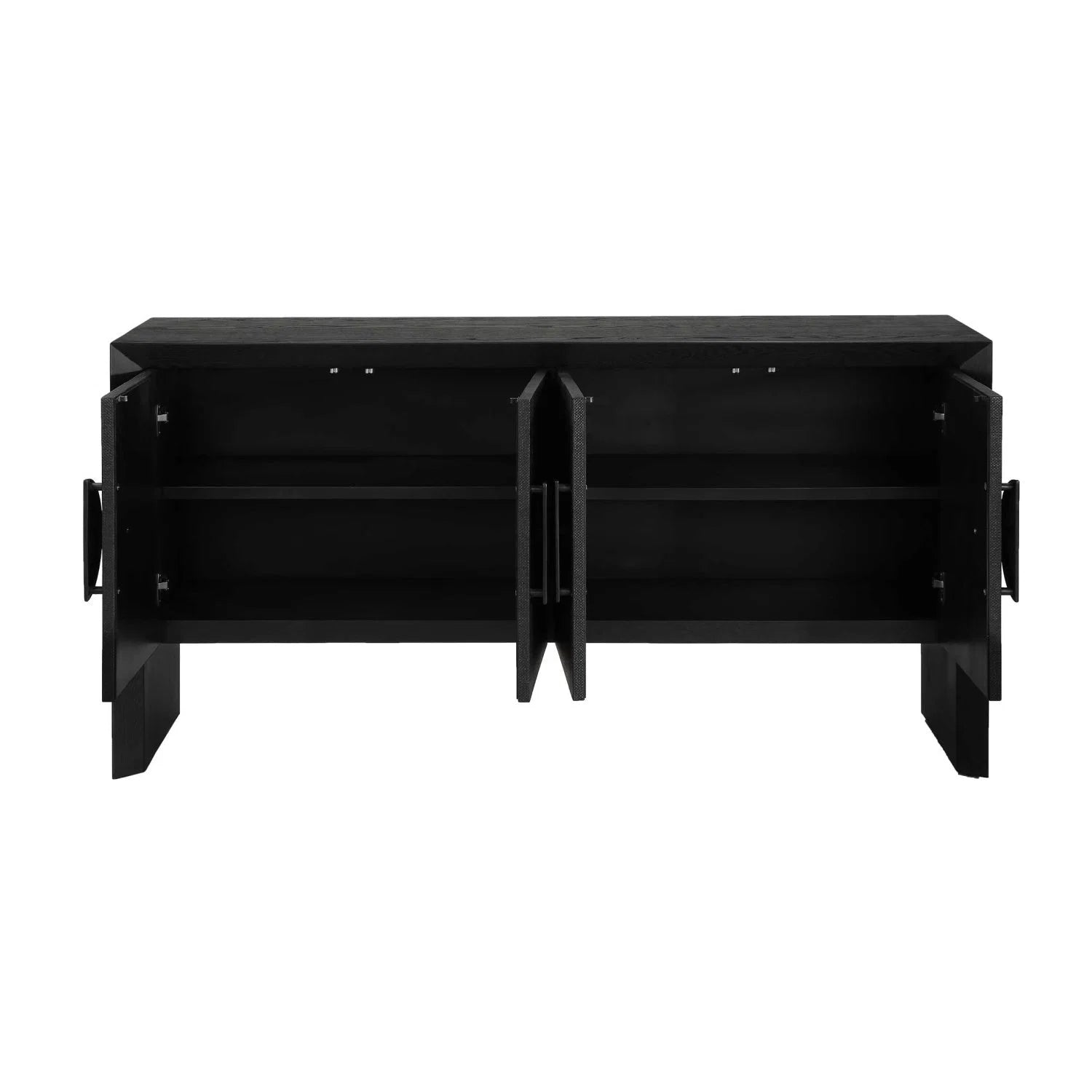 Luxury Modern Black Grasscloth 4-Door Cabinet European Style for Villa