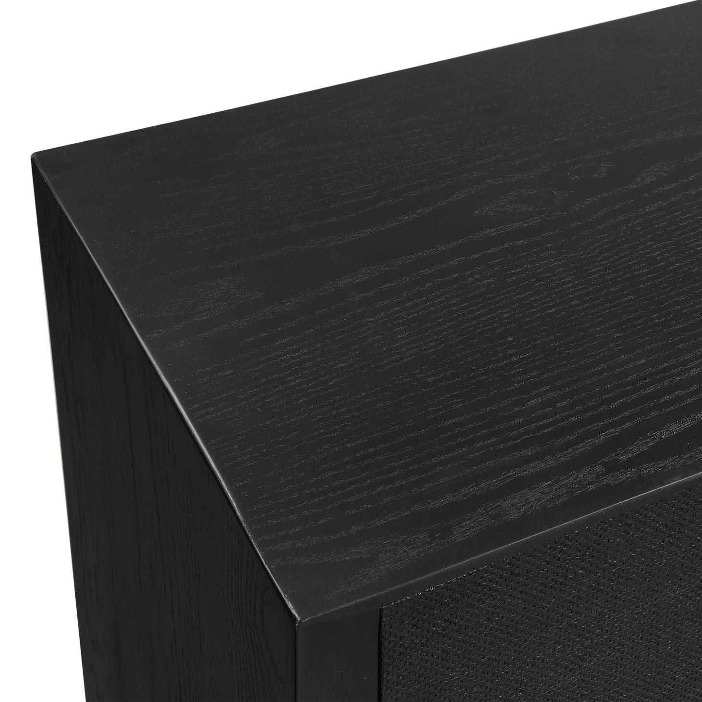 Luxury Modern Black Grasscloth 4-Door Cabinet European Style for Villa