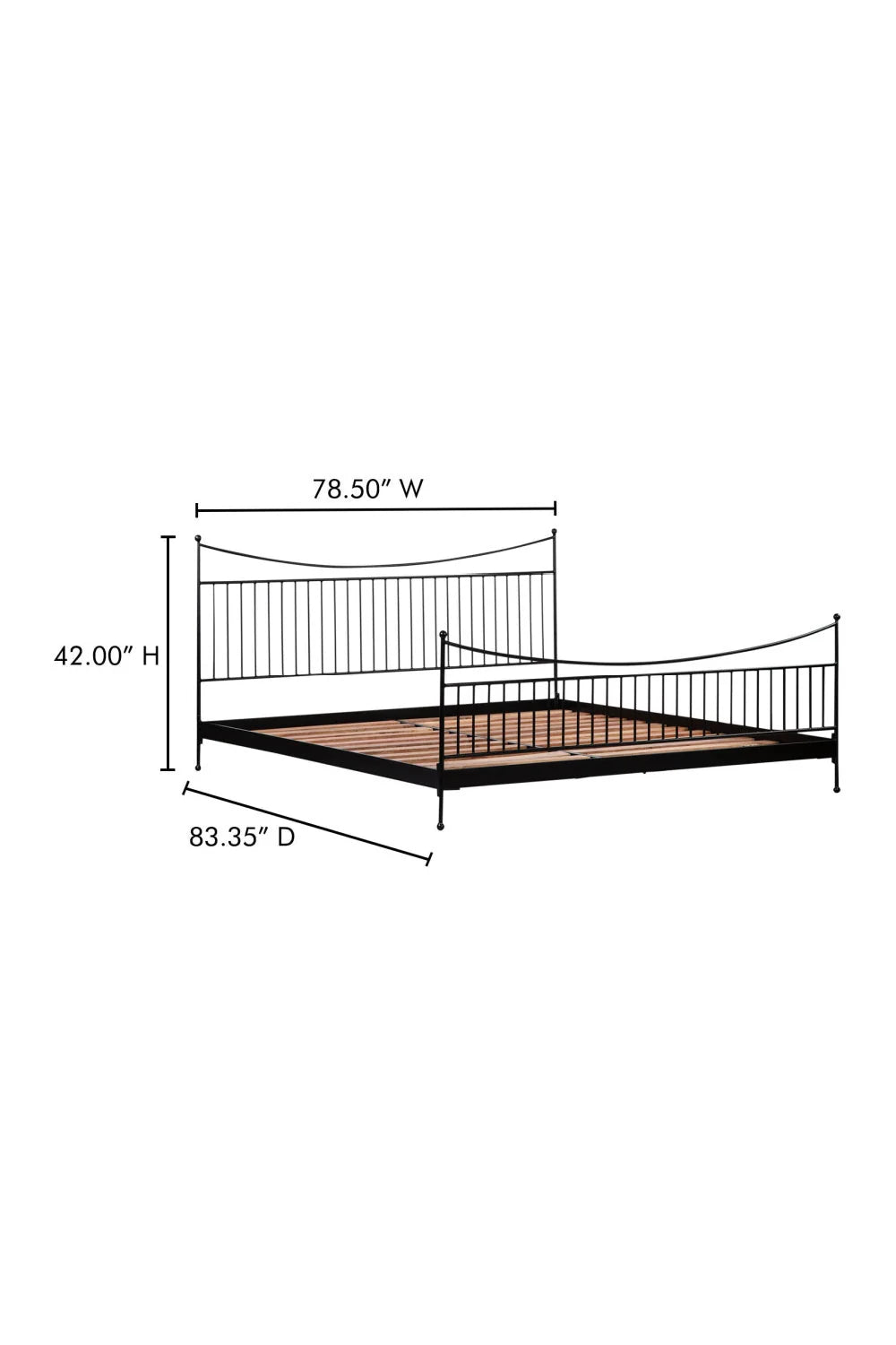 Luxury Modern Black Iron Bed European Style for Villa