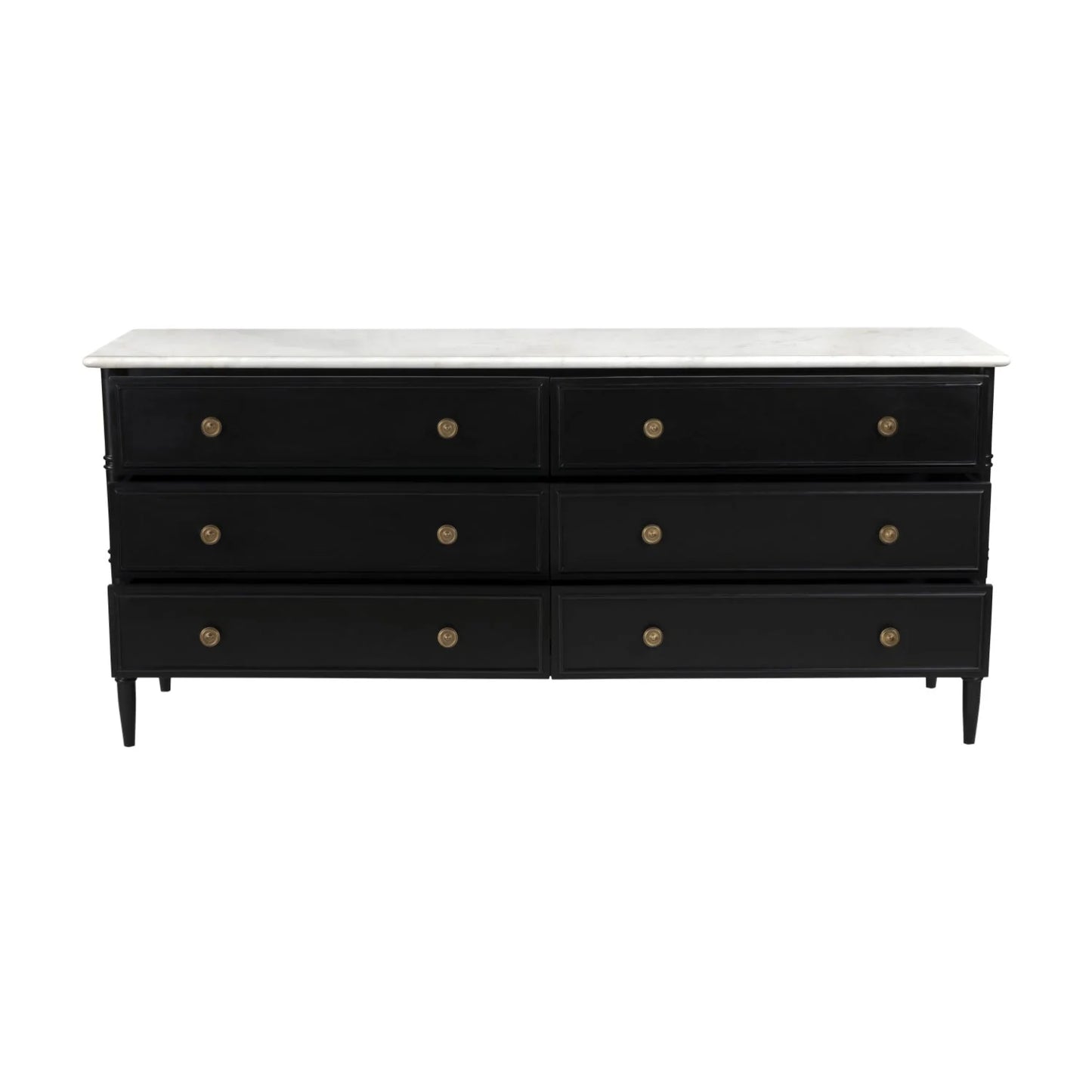 Luxury Modern Black Marble 6-Drawer Chest European Style for Villa