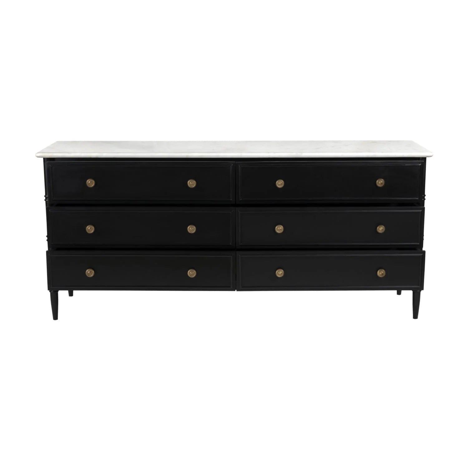 Luxury Modern Black Marble 6-Drawer Chest European Style for Villa