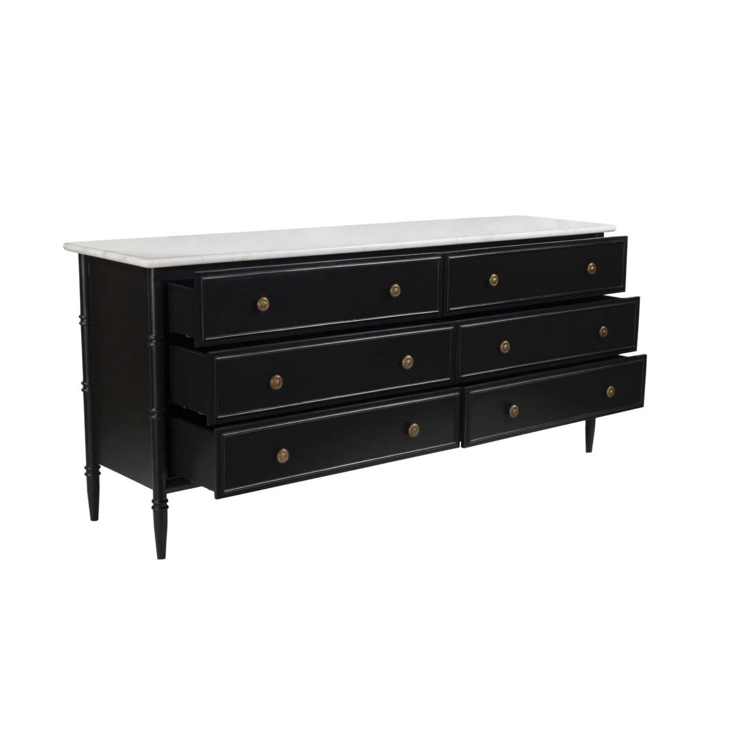 Luxury Modern Black Marble 6-Drawer Chest European Style for Villa