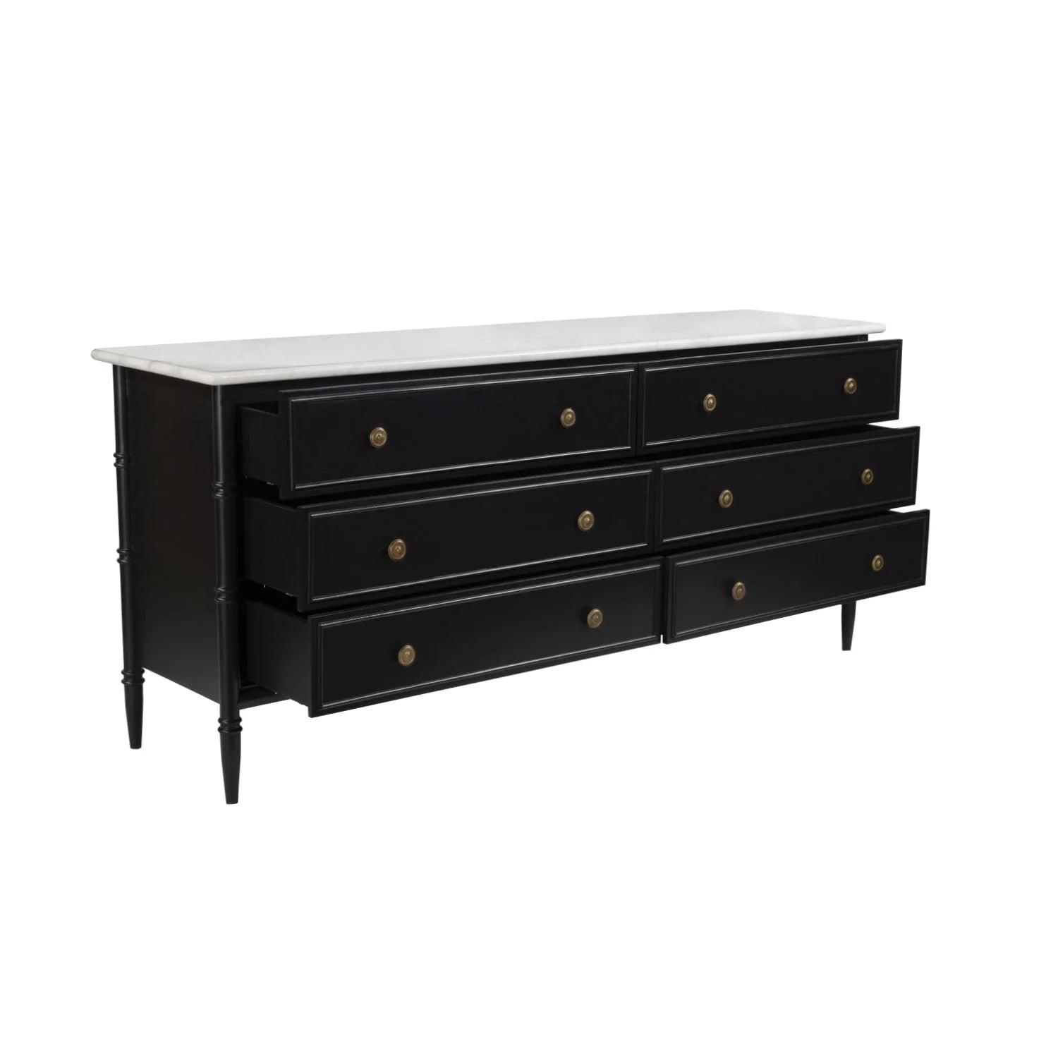 Luxury Modern Black Marble 6-Drawer Chest European Style for Villa