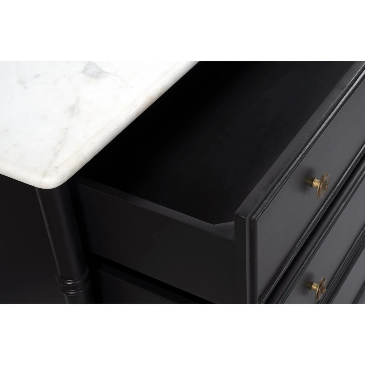 Luxury Modern Black Marble 6-Drawer Chest European Style for Villa