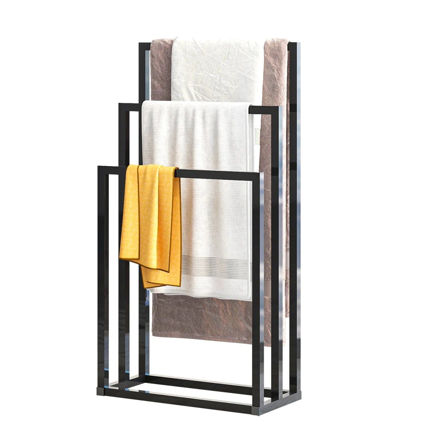 Luxury Modern Black Metal Towel Rack European Style for Villa