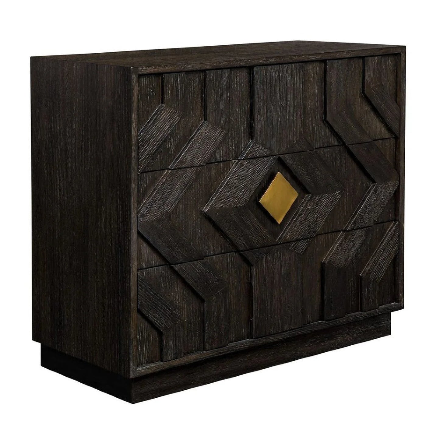 Luxury Modern Black Oak 3-Drawer Chest European Style for Villa