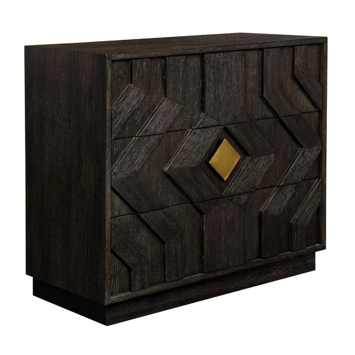Luxury Modern Black Oak 3-Drawer Chest European Style for Villa