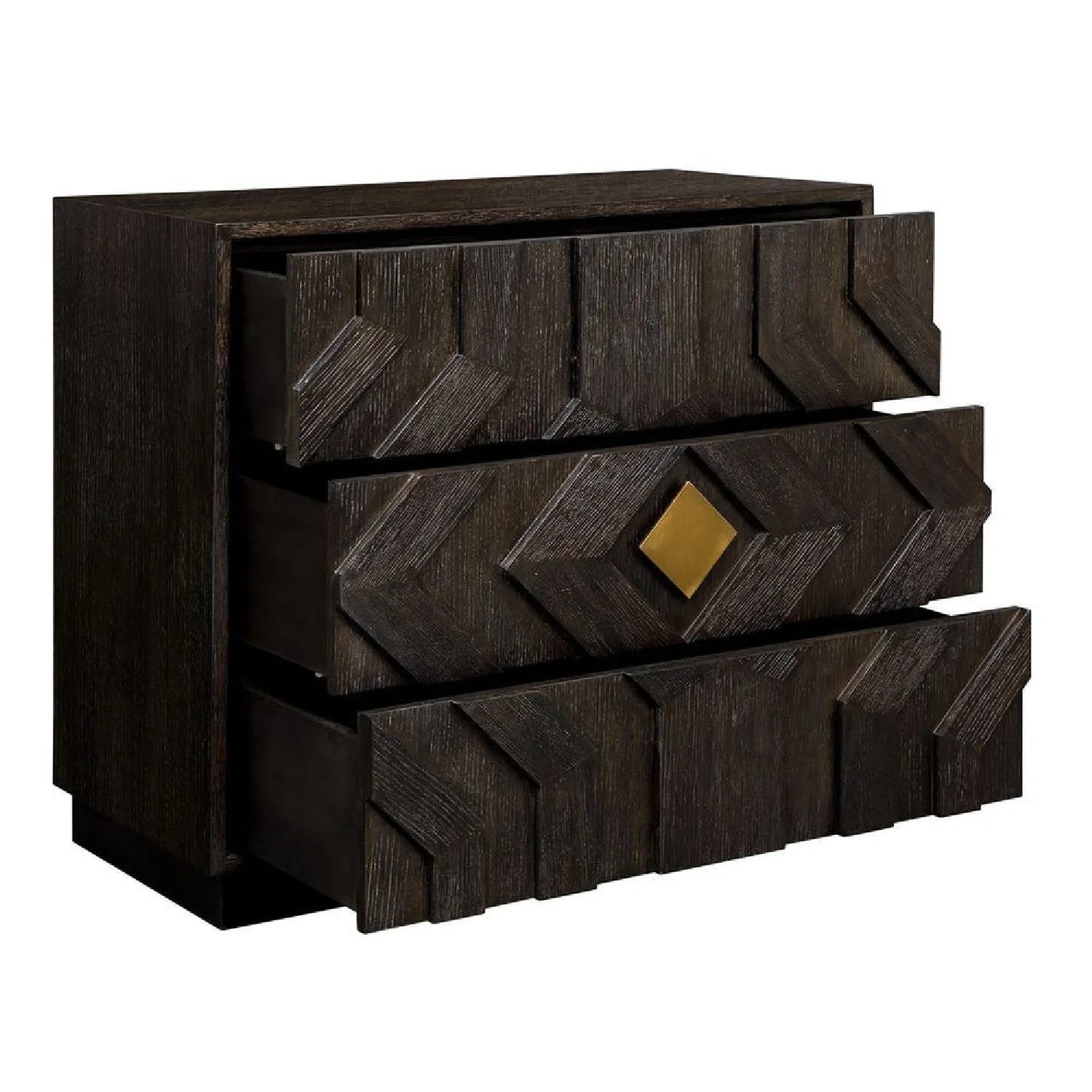 Luxury Modern Black Oak 3-Drawer Chest European Style for Villa